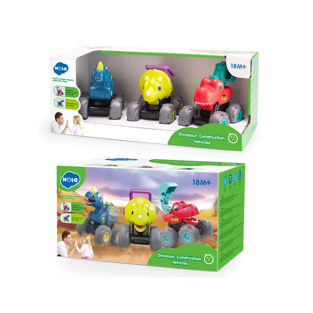 Set 3 mașinuțe Dino cu inerție, Hola E7973 (102167)