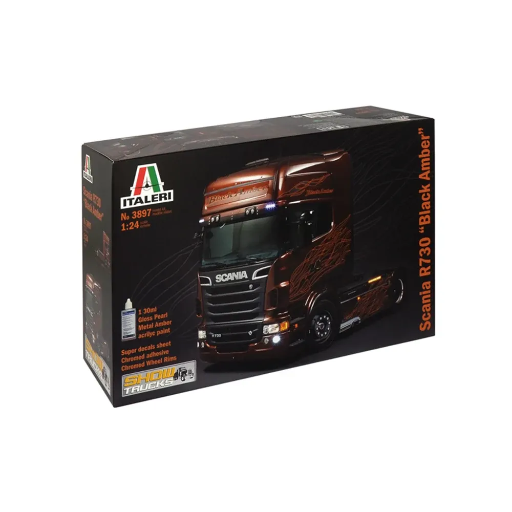 SCANIA R730 V8 ЧЕРНЫЙ ЯНТАРНЫЙ (3897S)