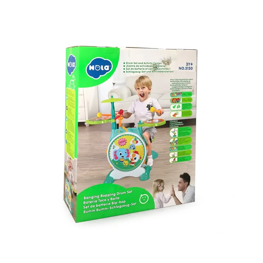 Tobă muzicală interactivă cu microfon, lumini și scaun, Hola 3130 (66619)