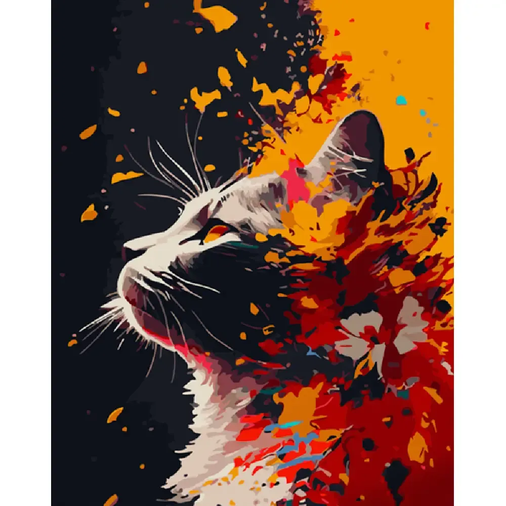 Pictură pe numere Pisică printre flori, 40×50 cm, Strateg (GS909)