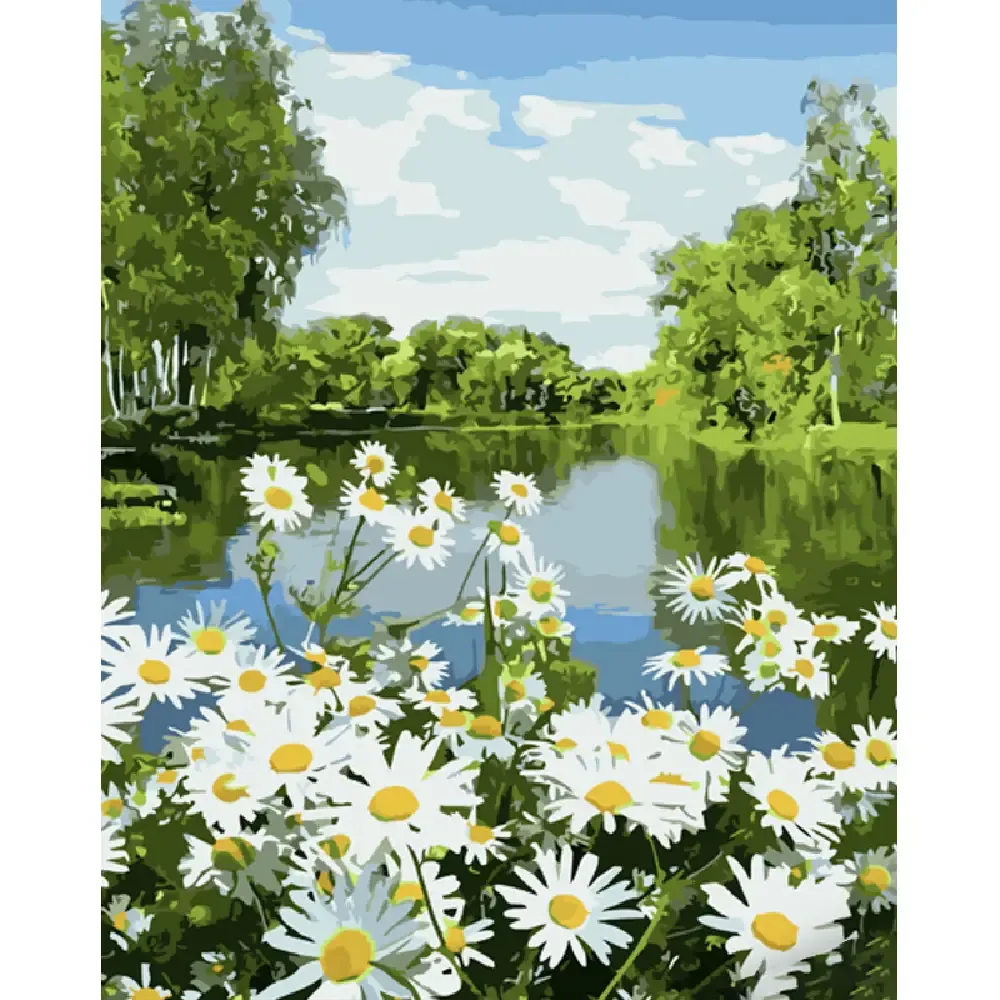 Pictură pe numere Romanițe pe malul râului, 40×50 cm, Strateg (GS1074)