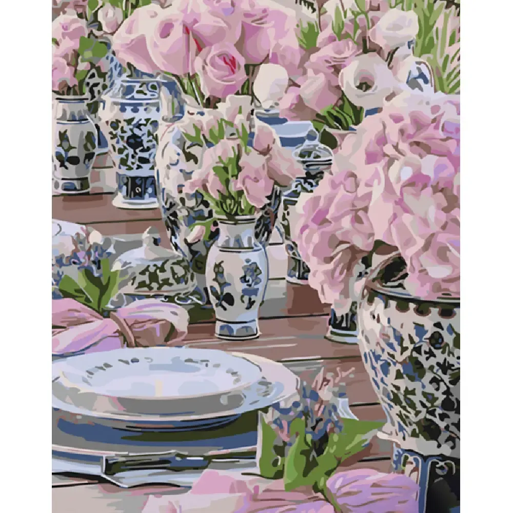 Pictură pe numere Aranjament floral, 40×50 cm, Strateg (GS1096)