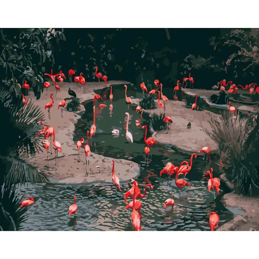 Pictură pe numere Flamingo, 40×50 cm, Strateg (GS230)