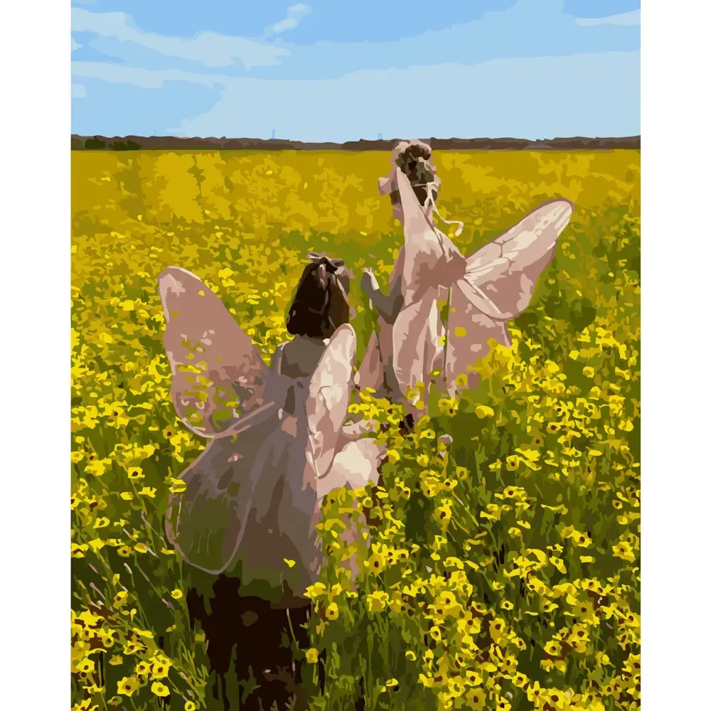 Pictură pe numere Zâne într-un câmp înflorit, 40×50 cm, Strateg (GS219)
