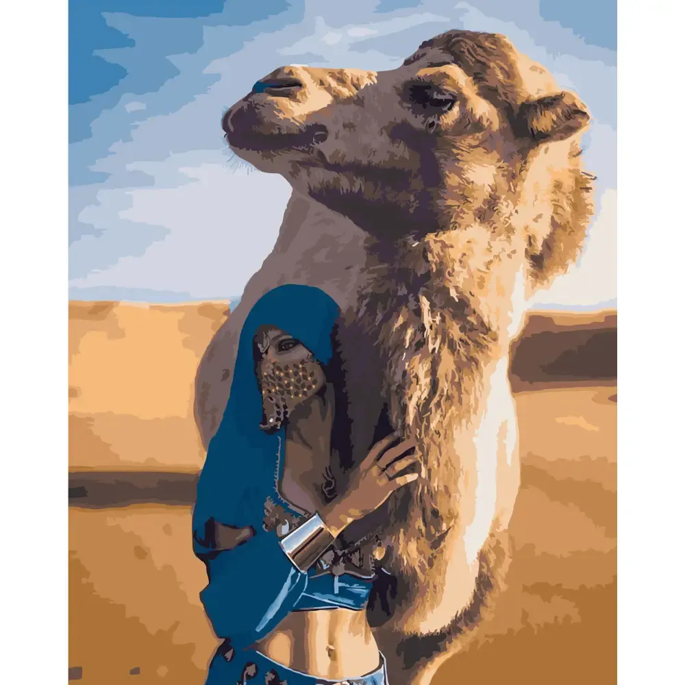 Pictură pe numere Cămilă în Sahara, 40×50 cm, Strateg (GS199)
