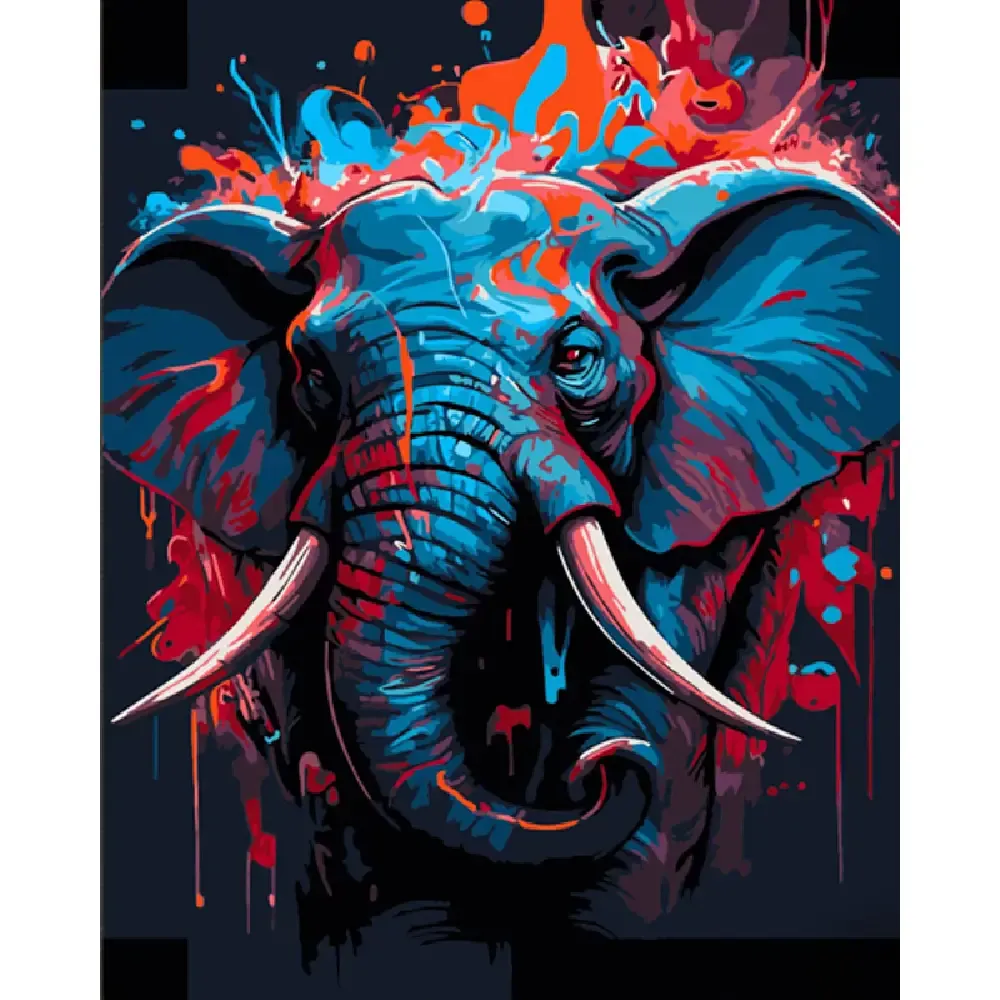 Pictură pe numere Elefant colorat, 40×50 cm, Strateg (DY423)