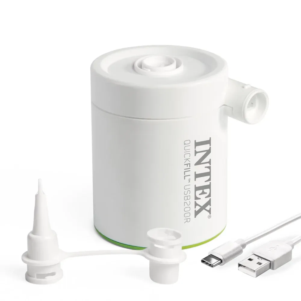Pompă electrică reîncărcabilă QuickFill USB200R, 200 l/min, USB 5V, 2A, 2 duze, Intex (66637)