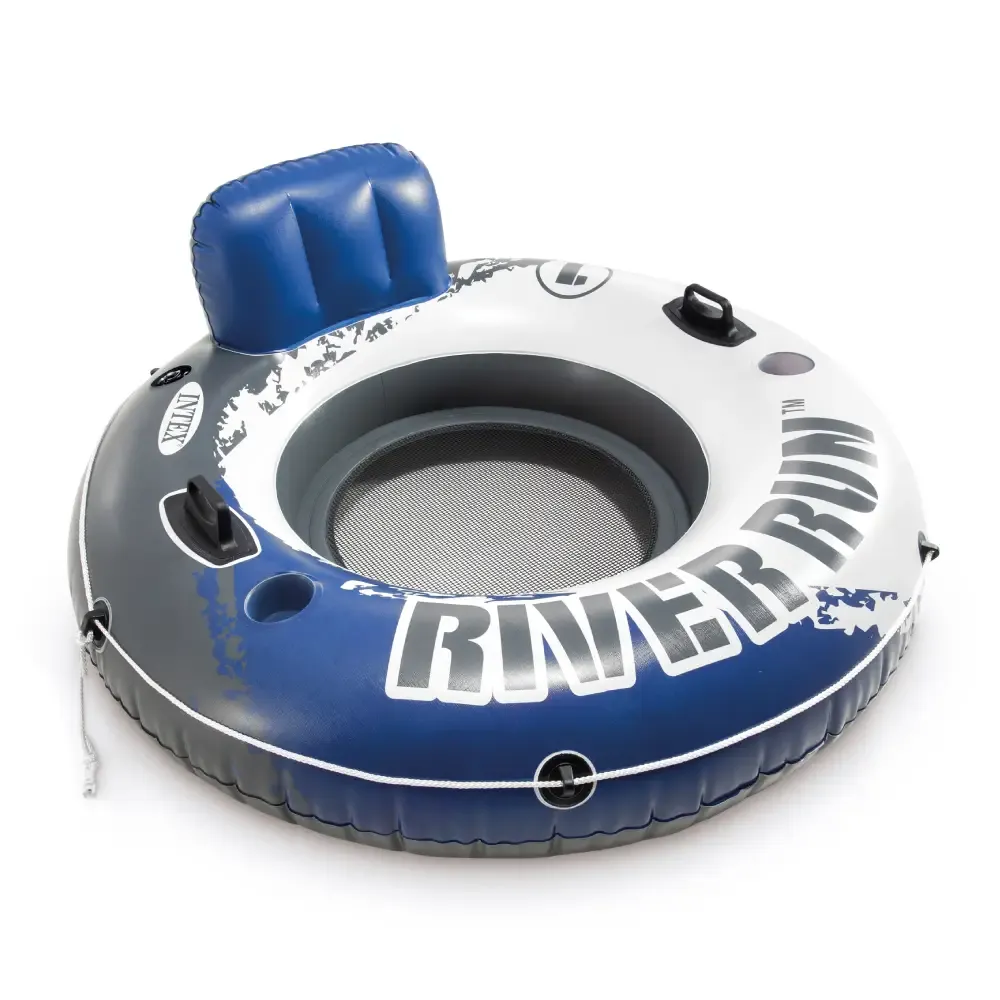 Colac gonflabil cu plasă, spătar și mânere River Run 1, 135 cm, max. 100 kg, Intex (58825)