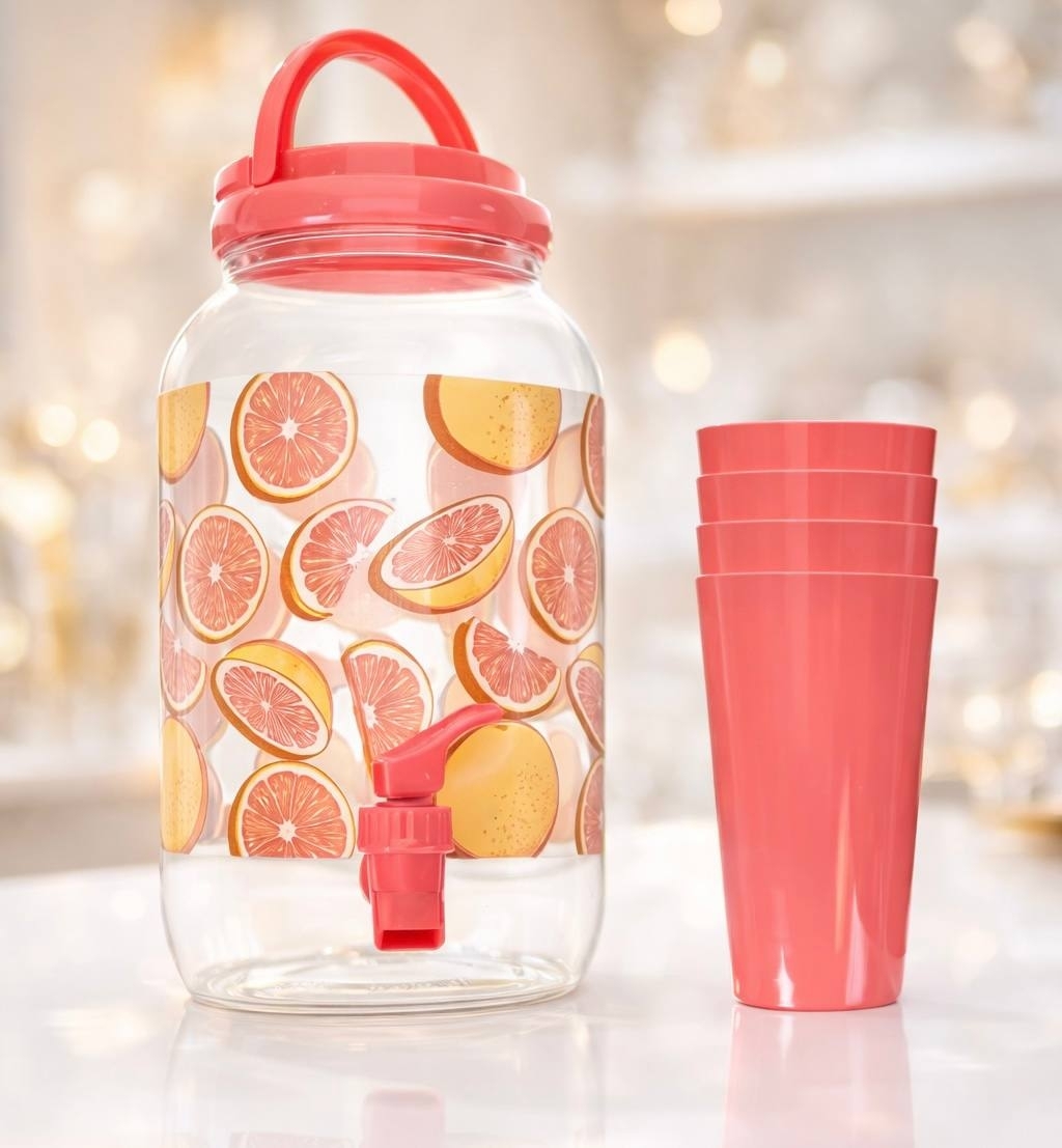 Borcan pentru limonada  3,8 L + pahare 4 buc  /24  LST300005