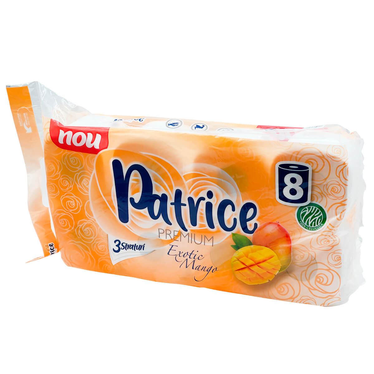 Hirtie igienica Patrice Exotic Mango 8 role 3 str 145 foi 12*9.5 cm