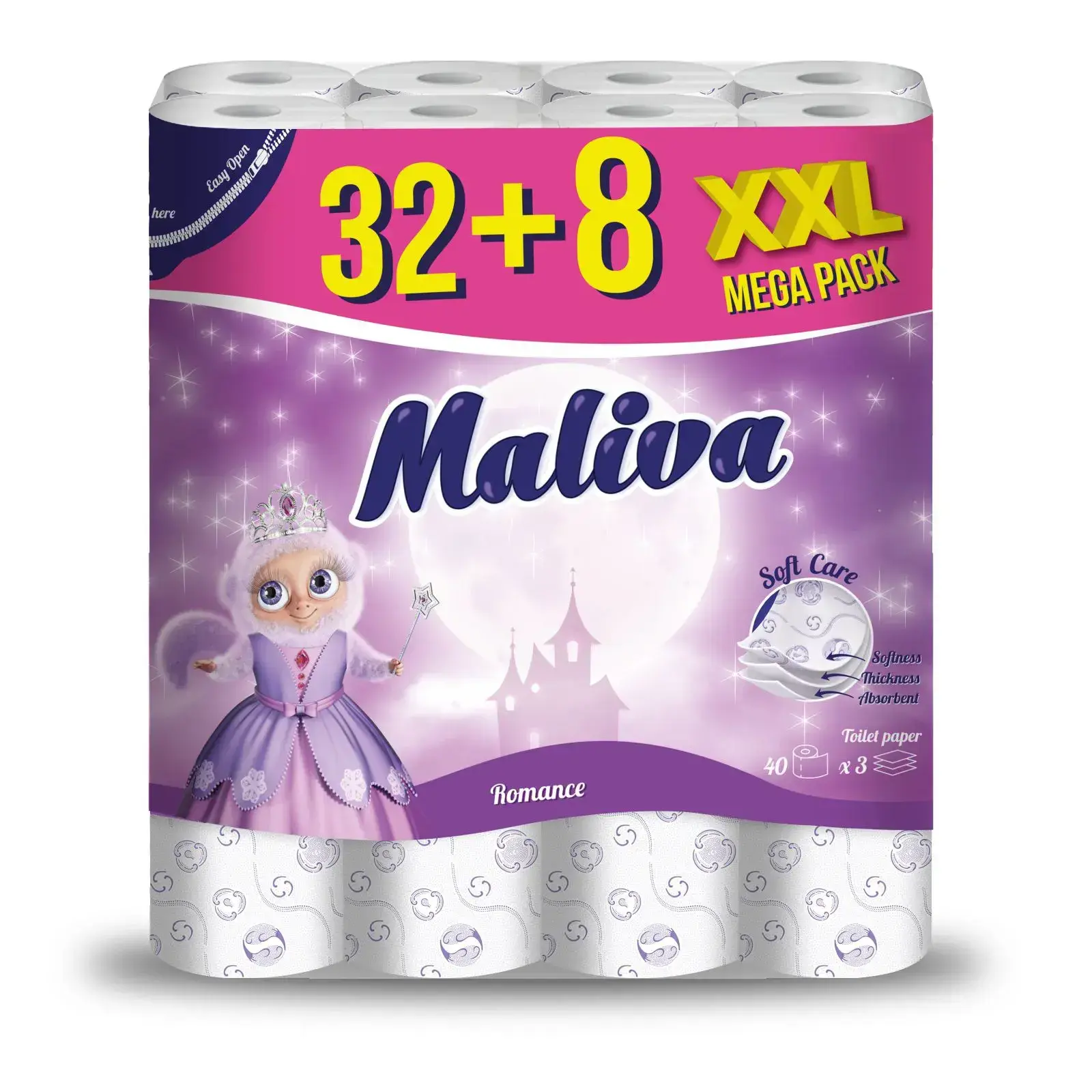 S304784  Hirtie igienica - Maliva Romance - 3 str *32+8 role*17 m