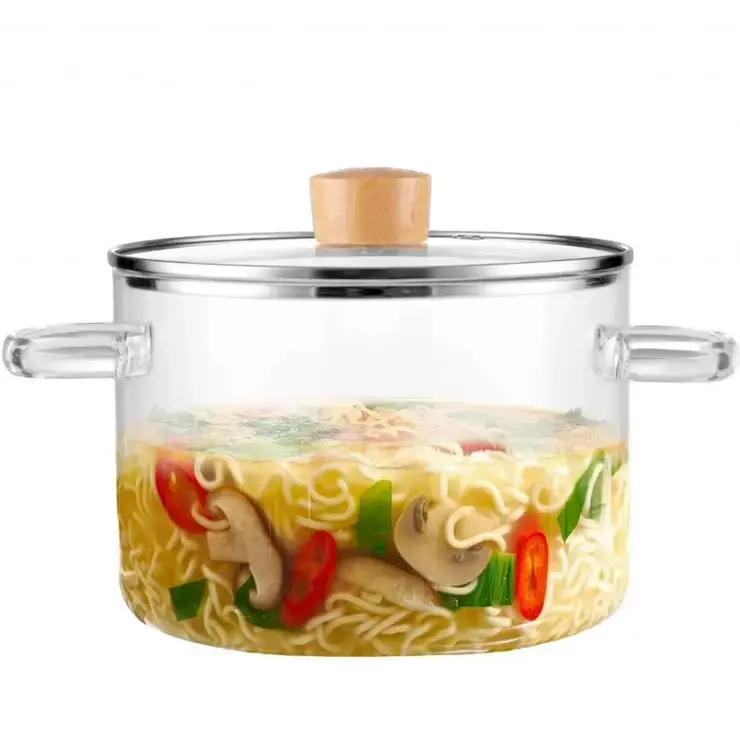 S174--35. Cratiță de sticlă cu capac 1,8 l