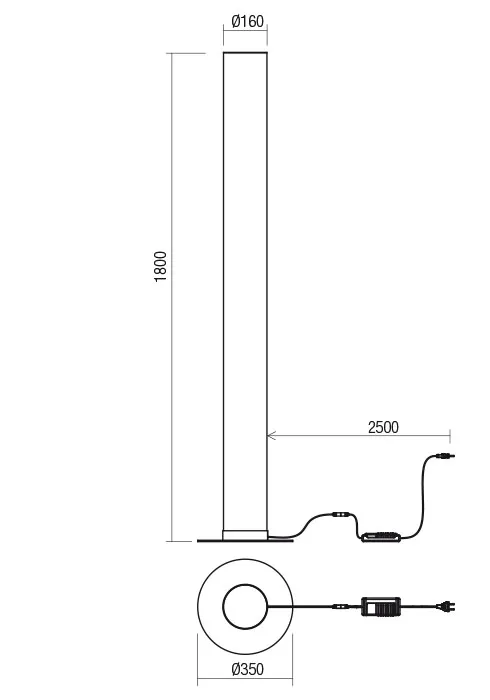 Lampadar Pilon LED 57 W H1800 MATT ACRYL/WHITE BASE