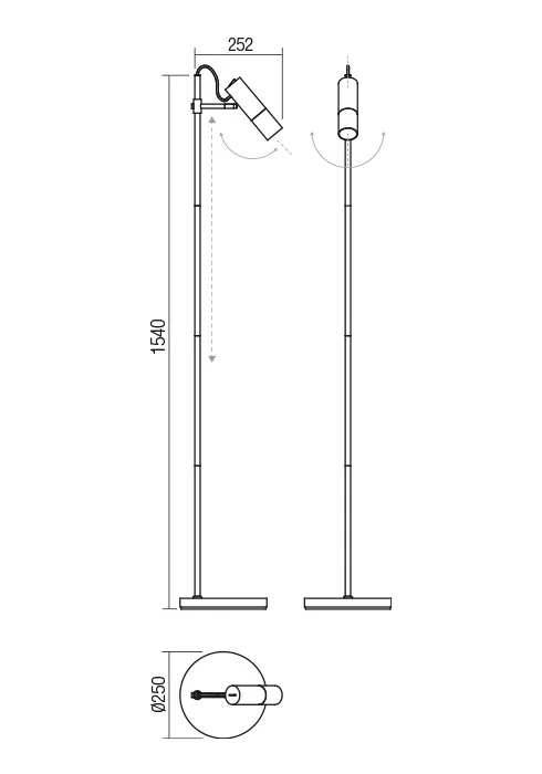 Lampadar Pivot 1XGU10 MAX.40 W BK