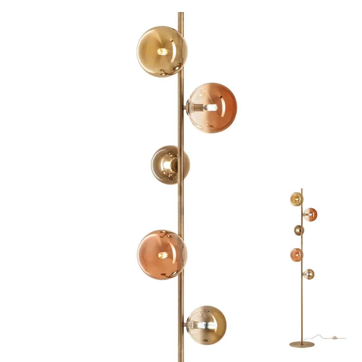 Lampadar Roy 5X10W G9 MATT BRASS/GOLD + COFFEE IP20