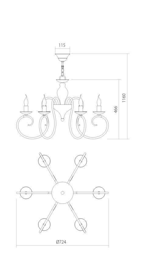 Candelabru CIRCE E14 6 x max. 42 W Alb