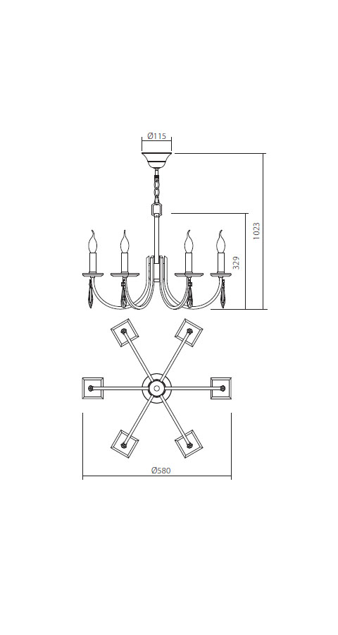 Candelabru ELISIR E14 6 x max. 28 W Bronz