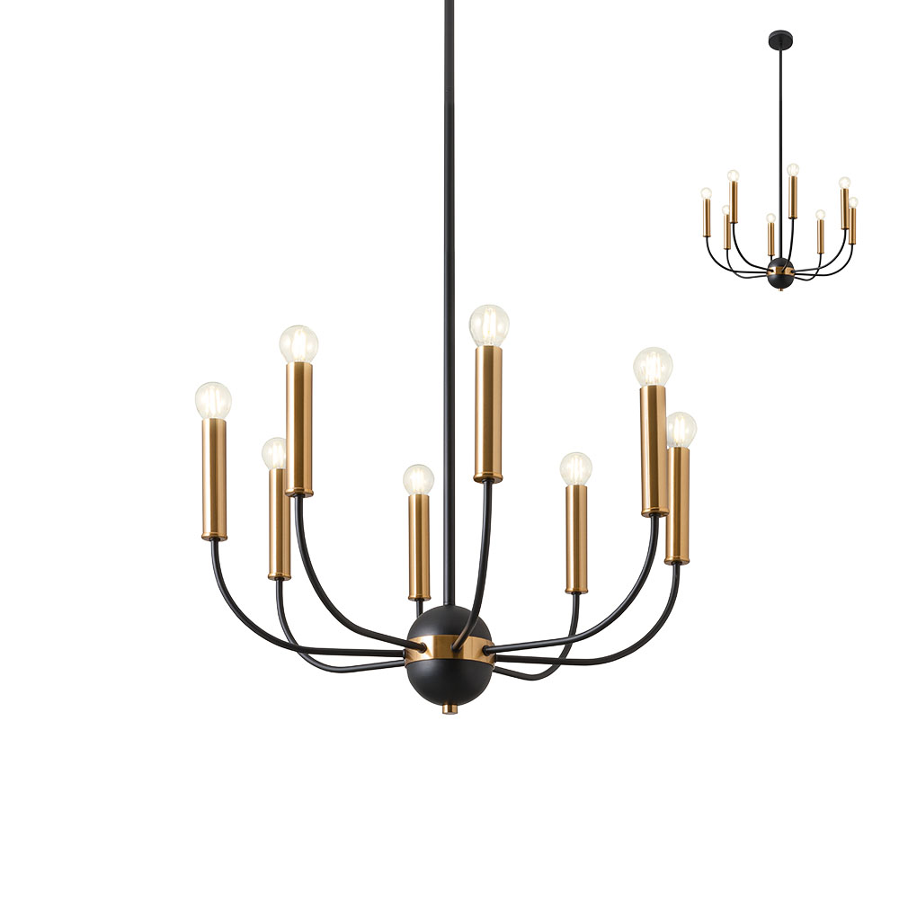 Candelabru KONIG E14 8 x max. 28 W Negru / Alamă Antichizată