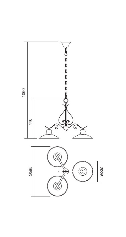 Candelabru LENA E27 3 x max. 42 W Negru / Auriu Mat