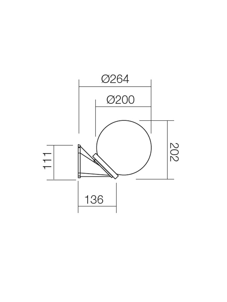 Aplică exterior Sfera 200 1 GLOB AP/PL 1 x 28 W E27 FUM 2
