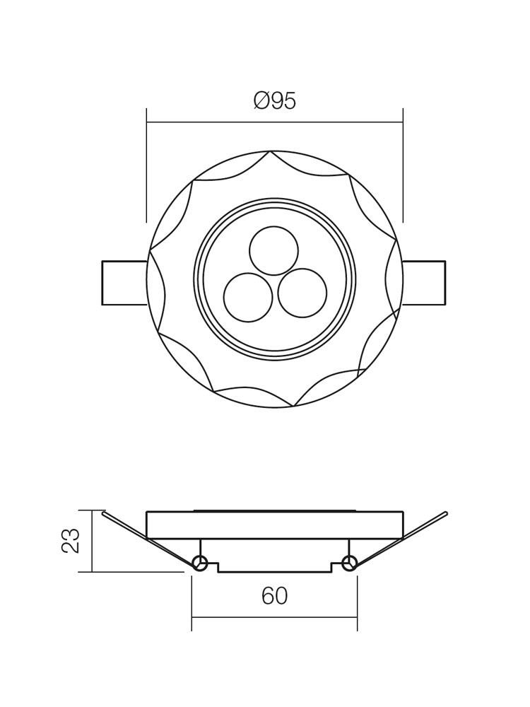 Spot încastrat Cr 34 Led 34 LED 3 x 1 W NW driver inc.