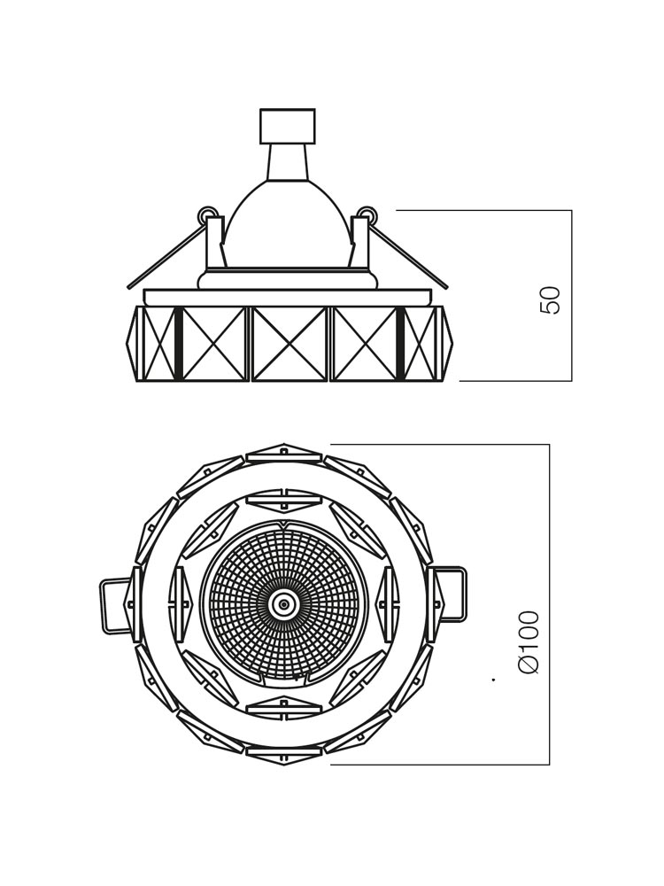 Spot încastrat Cr 36 36 CH, 1 x max. 50 W/12V, GU 10