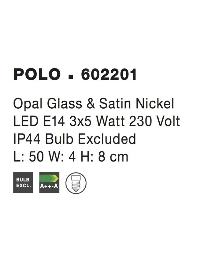Aplică POLO E14, 3x5 W, 220-240 V, IP44, sticlă