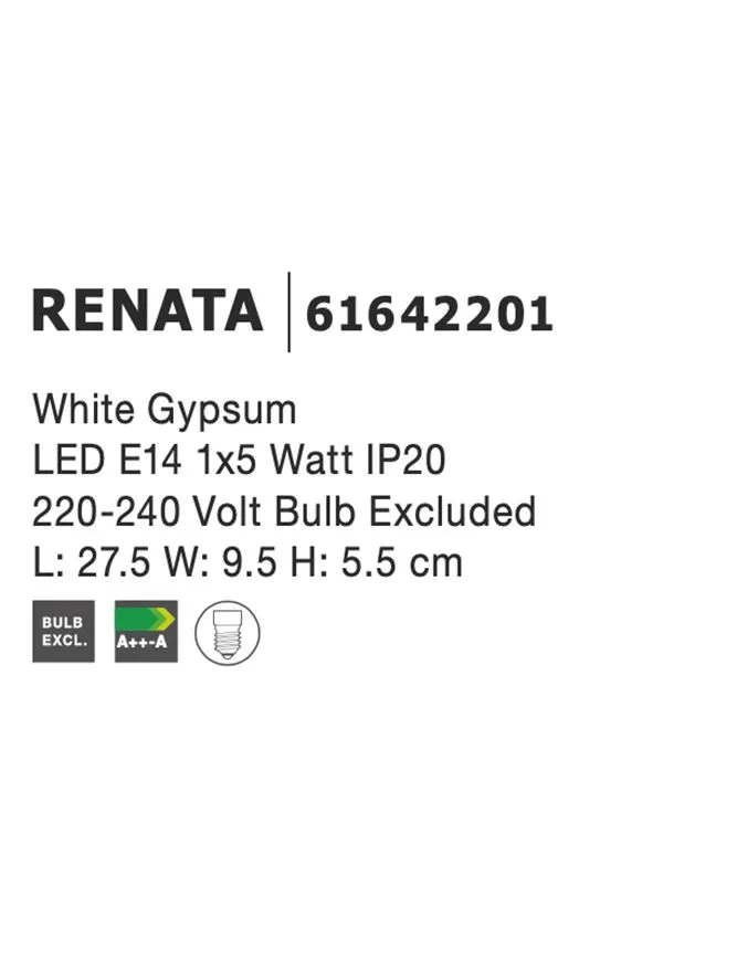 Aplică RENATA E14, compatibil 1x40 W, 220-240 V, IP20, gips