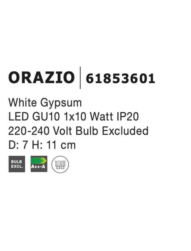 Aplică ORAZIO GU10, compatibil 1x50 W, 220-240 V, IP20, gips