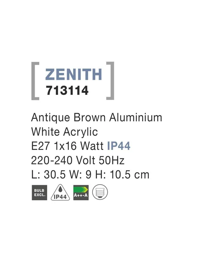 Aplică exterior ZENITH E27, compatibil 1x16 W, 220-240 V, IP54, aluminiu și acril 3