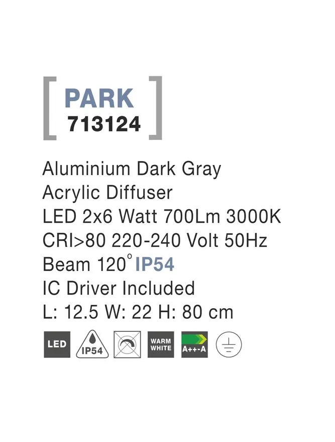 Stâlp PARK LED 6 W, 220-240 V, 350 lm, 3000K, IP54, aluminiu și acril