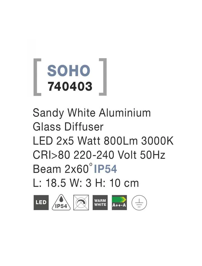 Aplică exterior SOHO LED 2x3 W, 220-240 V, 800 lm, 3000K, IP54, aluminiu și sticlă 3
