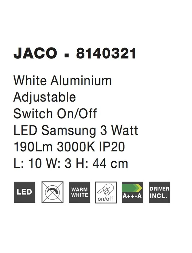 Aplică JACO LED 3 W, 220-240 V, 190 lm, 3000K, IP20, aluminiu