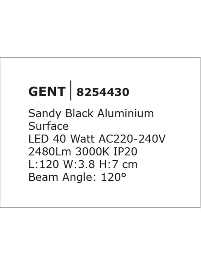 GENT LED 40 W, 220-240 V, 2480 lm, 3000K, IP20, aluminiu