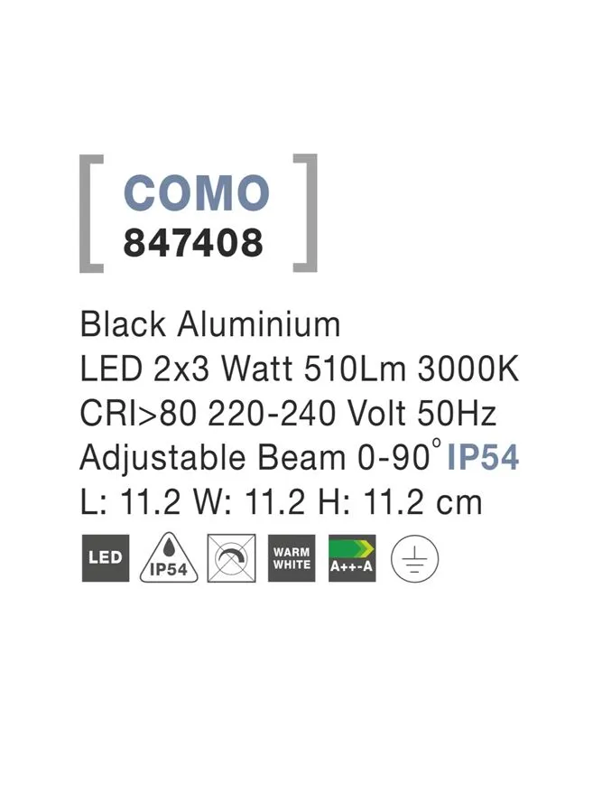 Aplică exterior COMO LED 2x3 W, 220-240 V, 510 lm, 3000K, IP54, aluminiu 4
