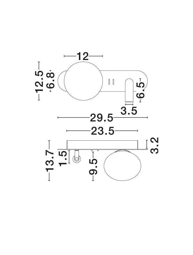 Aplică NOBLE G9, 3 W / 1x5 W, 100-240 V, 182 lm, 3000K, IP20, metal și sticlă