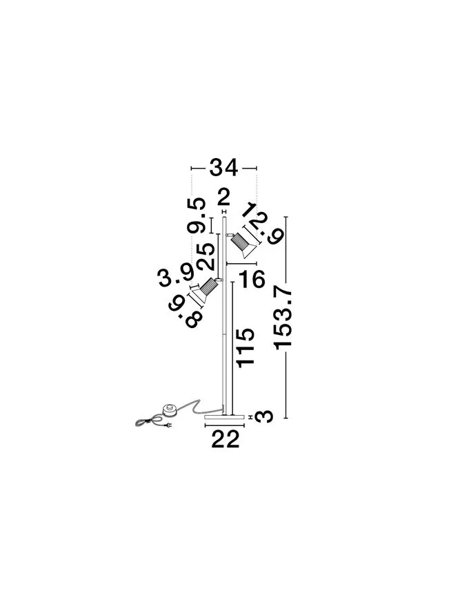 Lampadar LUVIA GU10, 2x10 W, 100-240 V, IP20, aluminiu