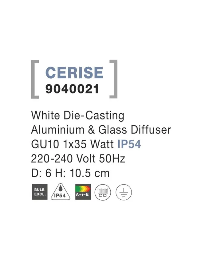 Plafonieră exterior CERISE GU10, compatibil 1x35 W, 220-240 V, IP54, aluminiu și sticlă