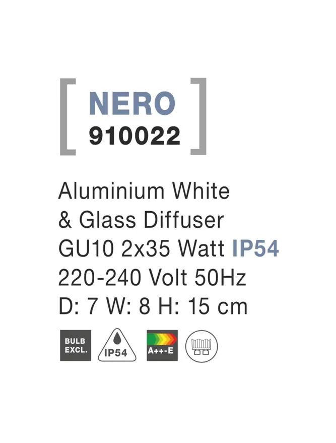 Aplică exterior NERO GU10, compatibil 2x35 W, 220-240 V, IP54, aluminiu și sticlă 4