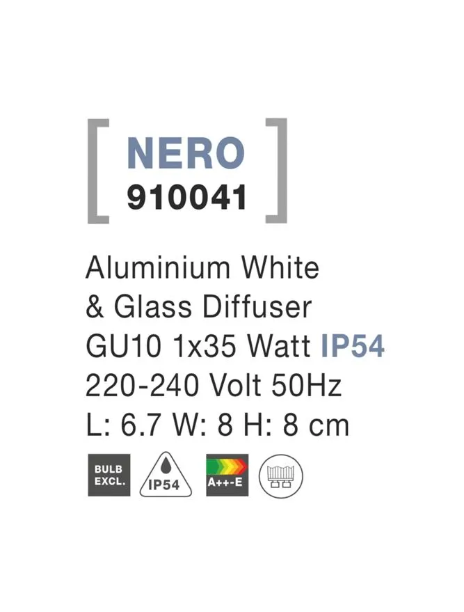 Aplică exterior NERO GU10, compatibil 1x35 W, 220-240 V, IP54, aluminiu și sticlă 3