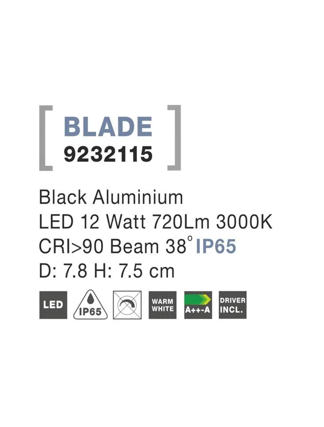 Spot BLADE LED 12 W, 37 V 300 mA, 720 lm, 3000K, IP65, aluminiu