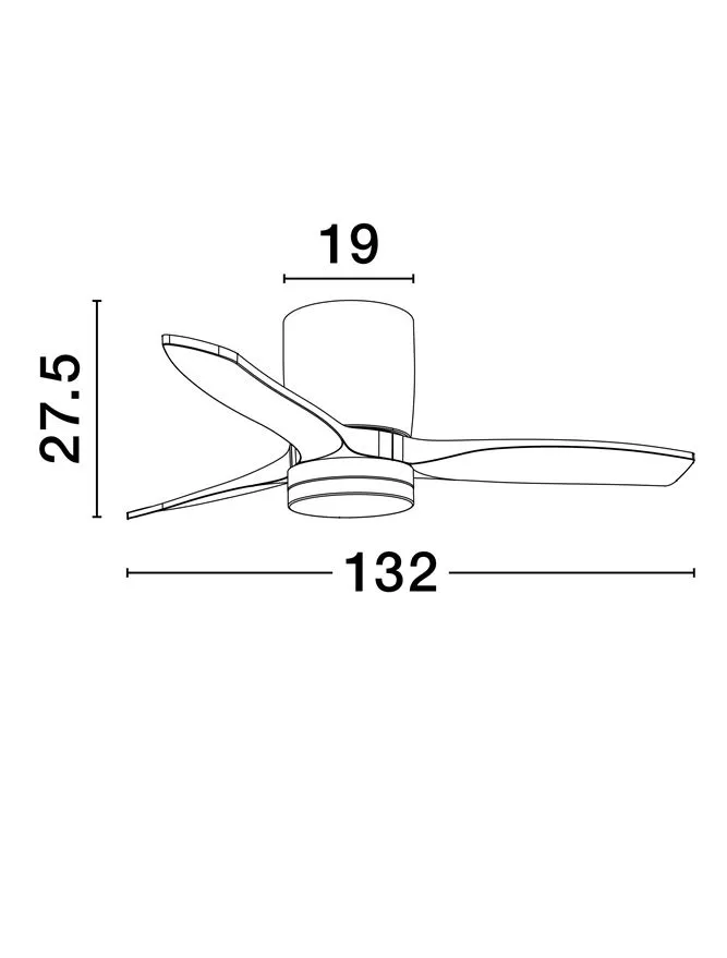 Ventilator ALOA LED 18 W, 220-240 V, 2190 lm, 3000-4000-6500K, IP20, acril, metal și lemn