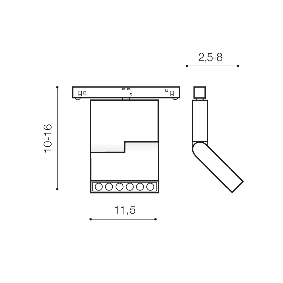 Corp pentru șină ALFA 3000K, negru, finisaj mat, 48V, LED, 1x13W, 1086lm, 3100K, CRI ≥80, IP20 2