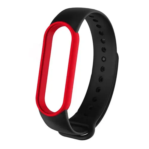 Ремешок из кожи для Mi Band 5/6 Red/Black