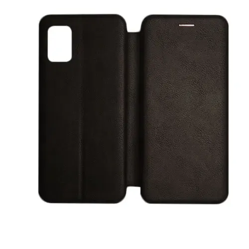 Flip case Smooth/plain leather for Samsung Galaxy A02/A02S/A03/A03S/A12/A22/A32/A52/A72 Black