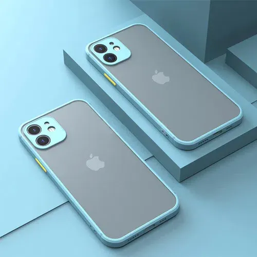 Shockproof armored matte case for iPhone 11/11 Pro/11 Pro Max/12/12 Pro/12 Pro Max Light Blue