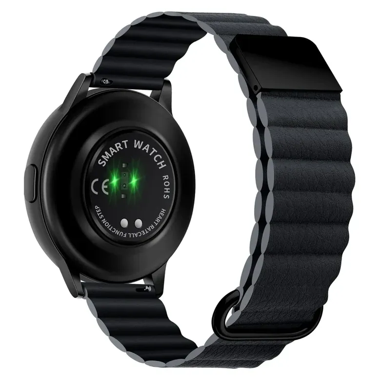 Ремешок кожаный на магните 20mm Black