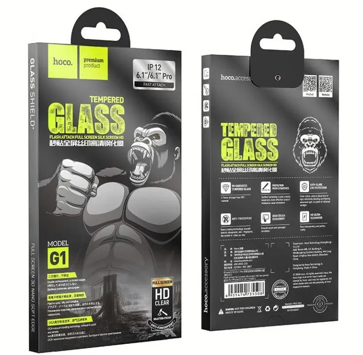 HOCO G1 Tempered glass Flash attach full screen silk screen HD for iPhone 12 Series