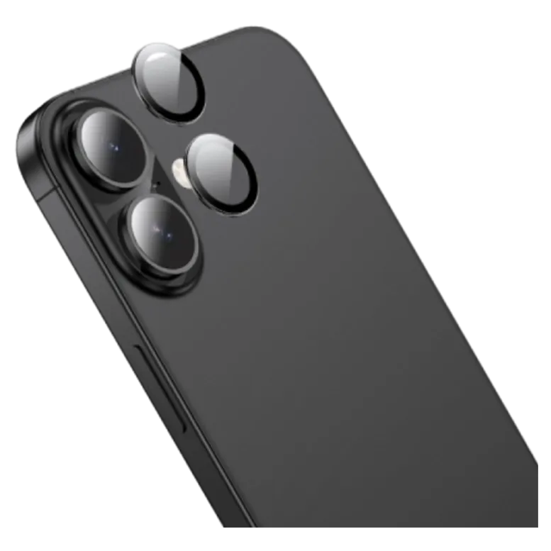 Sticlă de protecție HOCO Crystal Clear HD 3D cu ramă metalică pentru lentilă iPhone 16 Pro/Pro Max (V14), Black