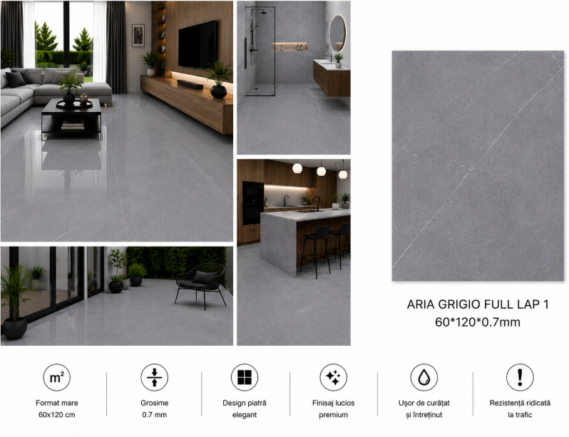 Gresie 60*120*0.7mm ARIA GRIGIO FULL LAP 1